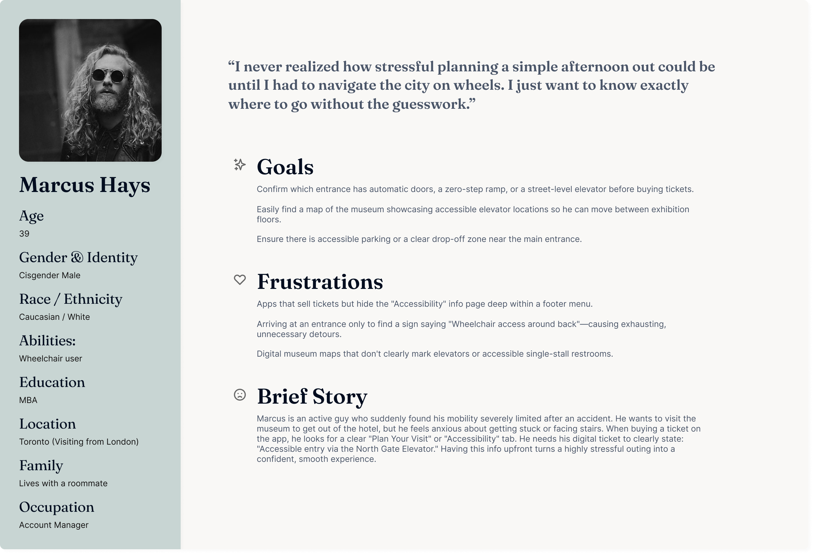 Marcus Hays Persona Card