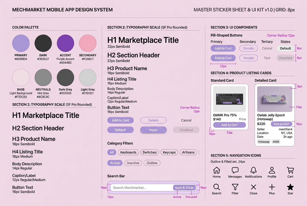 Mechmarket Design System Sticker Sheet